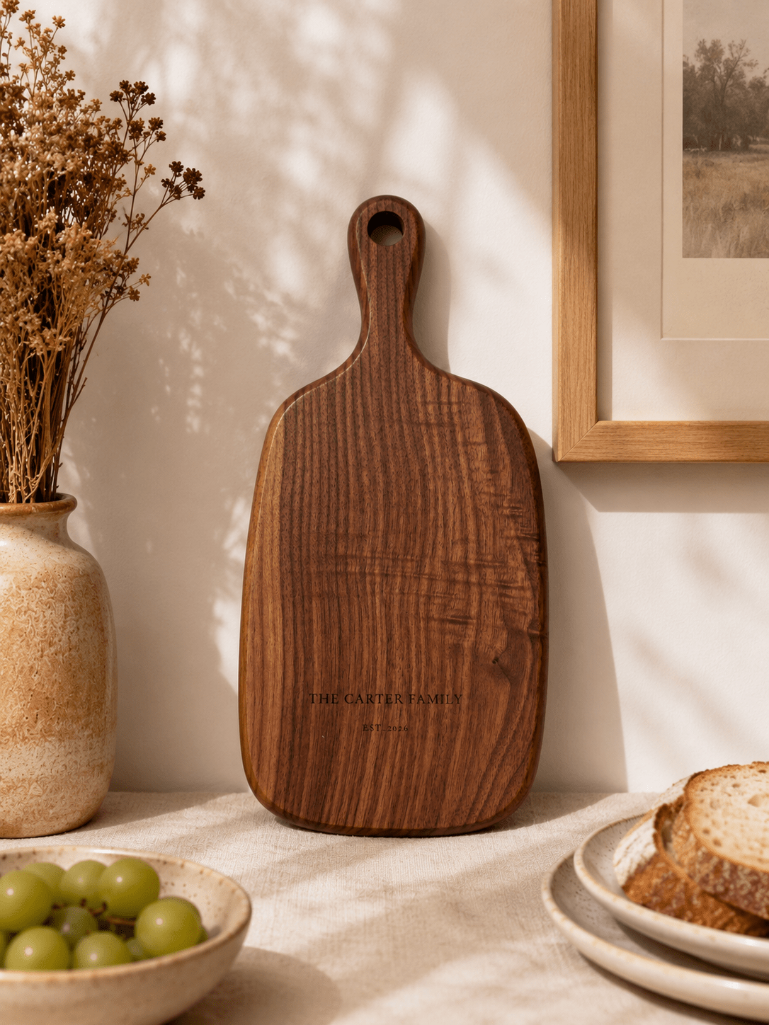 Small walnut cutting board personalized with custom engraving