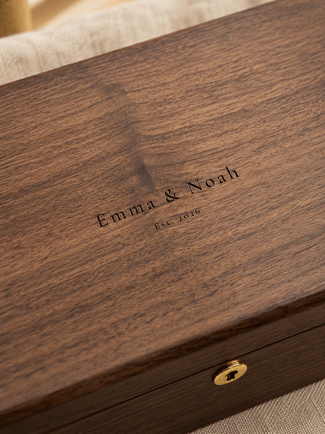 Personalized memory box for wedding cards letters and photos