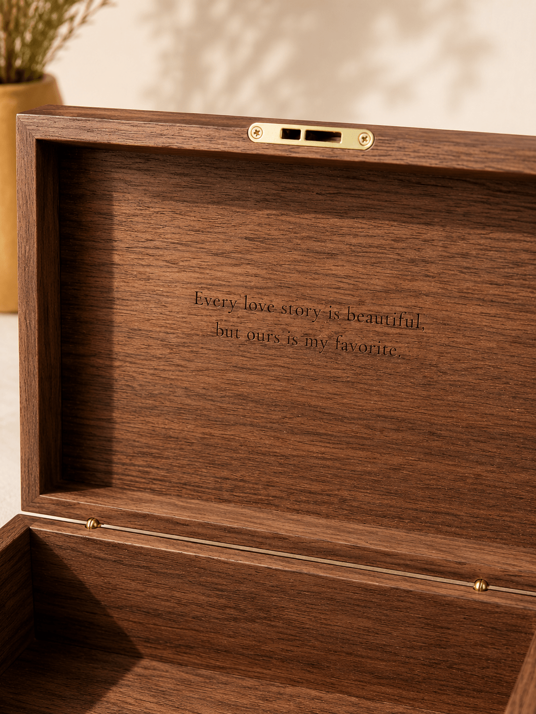 Gift-ready walnut keepsake box for anniversaries and family memories