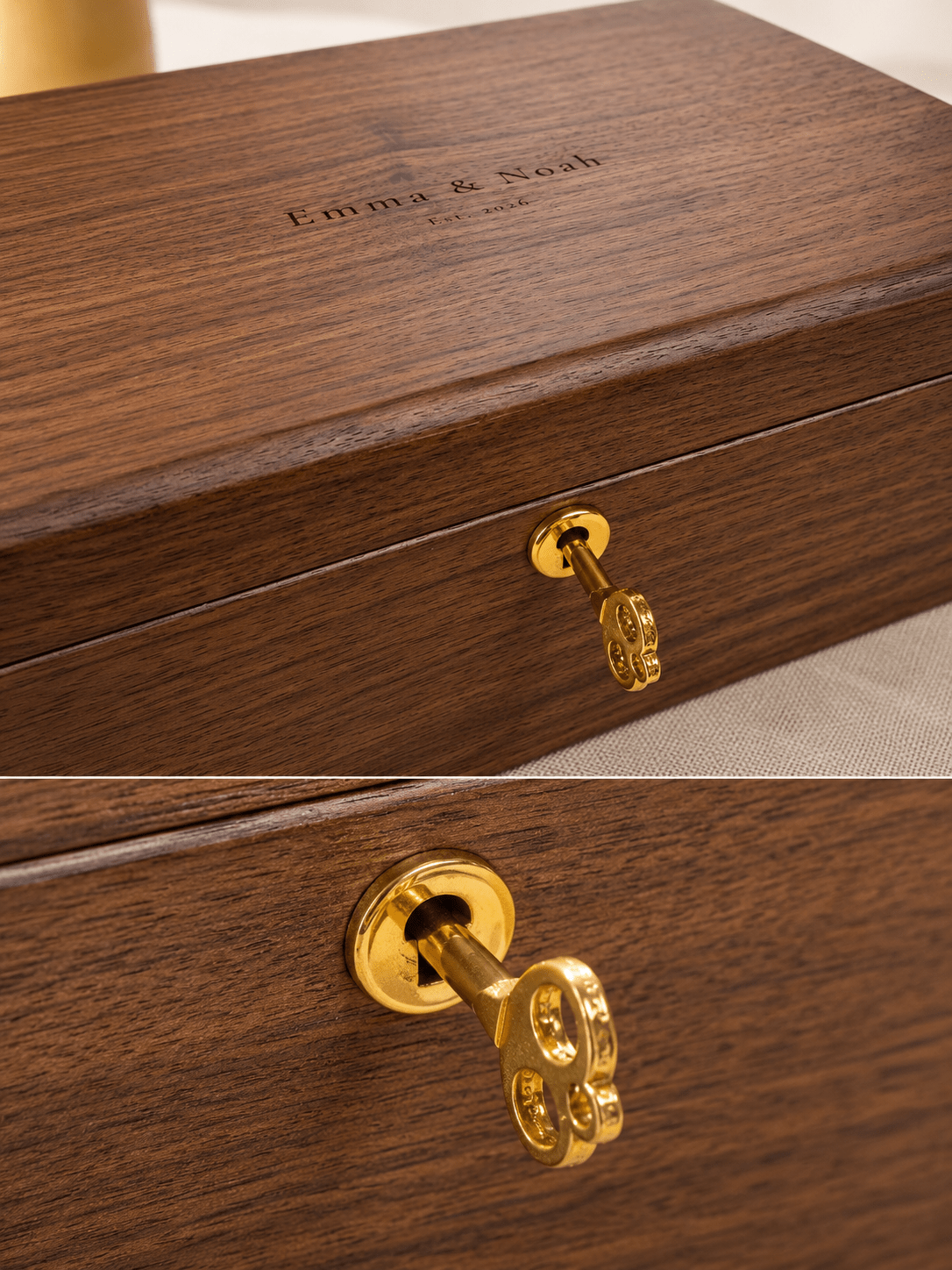 Personalized Walnut Keepsake Box — Large | Custom Engraved Wedding & Anniversary Memory Box - TwoWoodCo