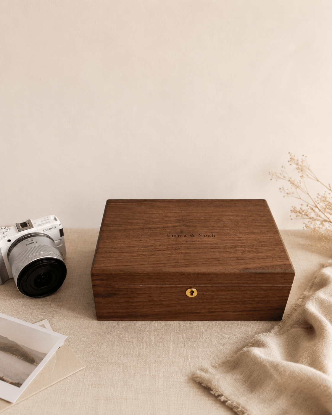 Personalized Walnut Keepsake Box — Large | Custom Engraved Wedding & Anniversary Memory Box - TwoWoodCo
