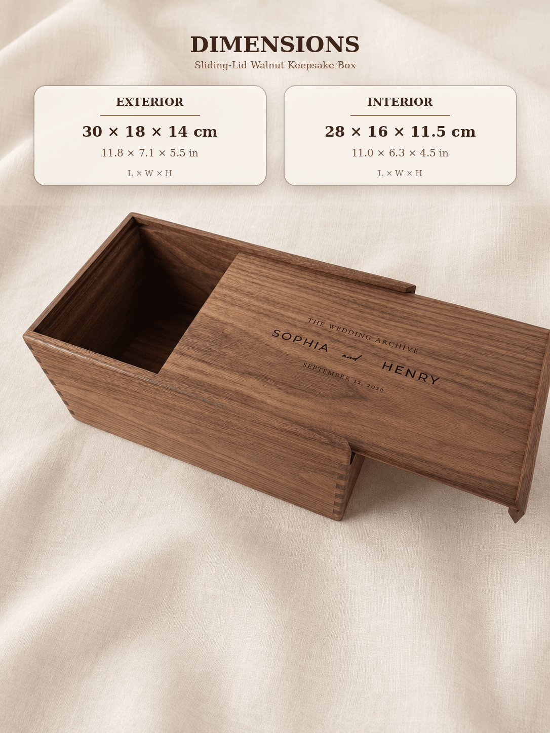 Personalized Extra-Large Walnut Keepsake Box - TwoWoodCo