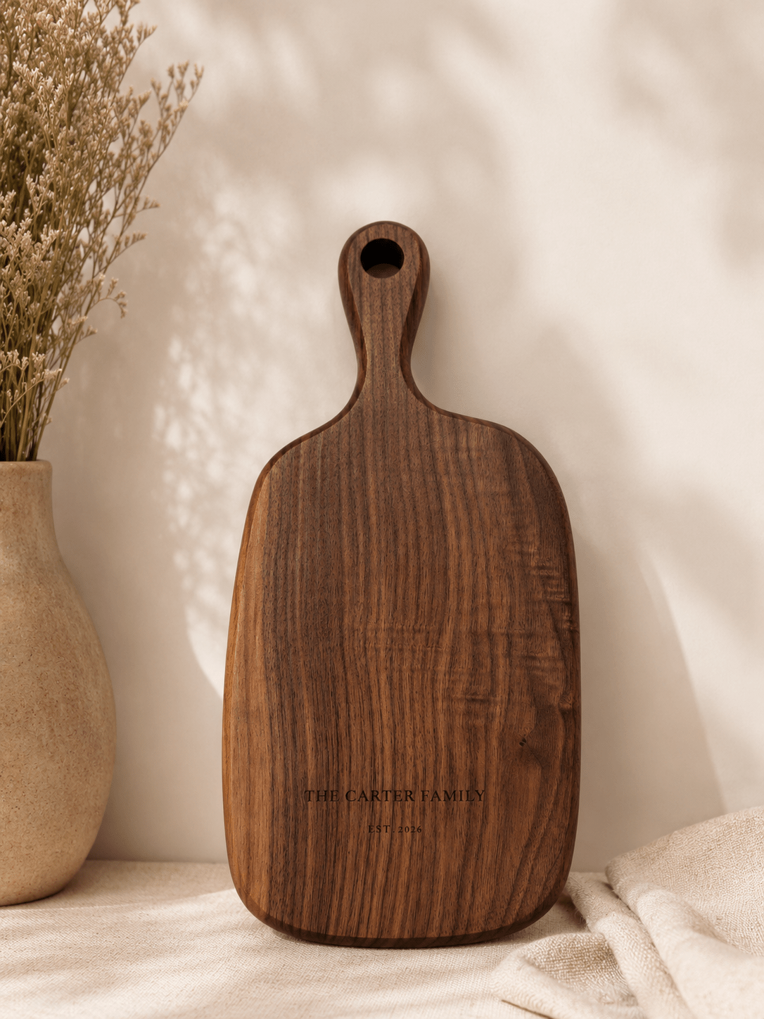 Small personalized walnut cutting board with custom engraving