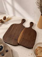 Personalized housewarming gift set with custom walnut cutting boards