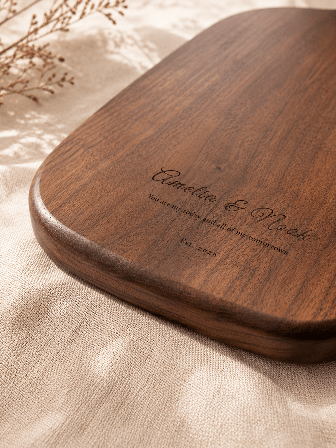 Personalized Walnut Cutting Board — Medium | Custom Engraved Wedding & Anniversary Gift - TwoWoodCo