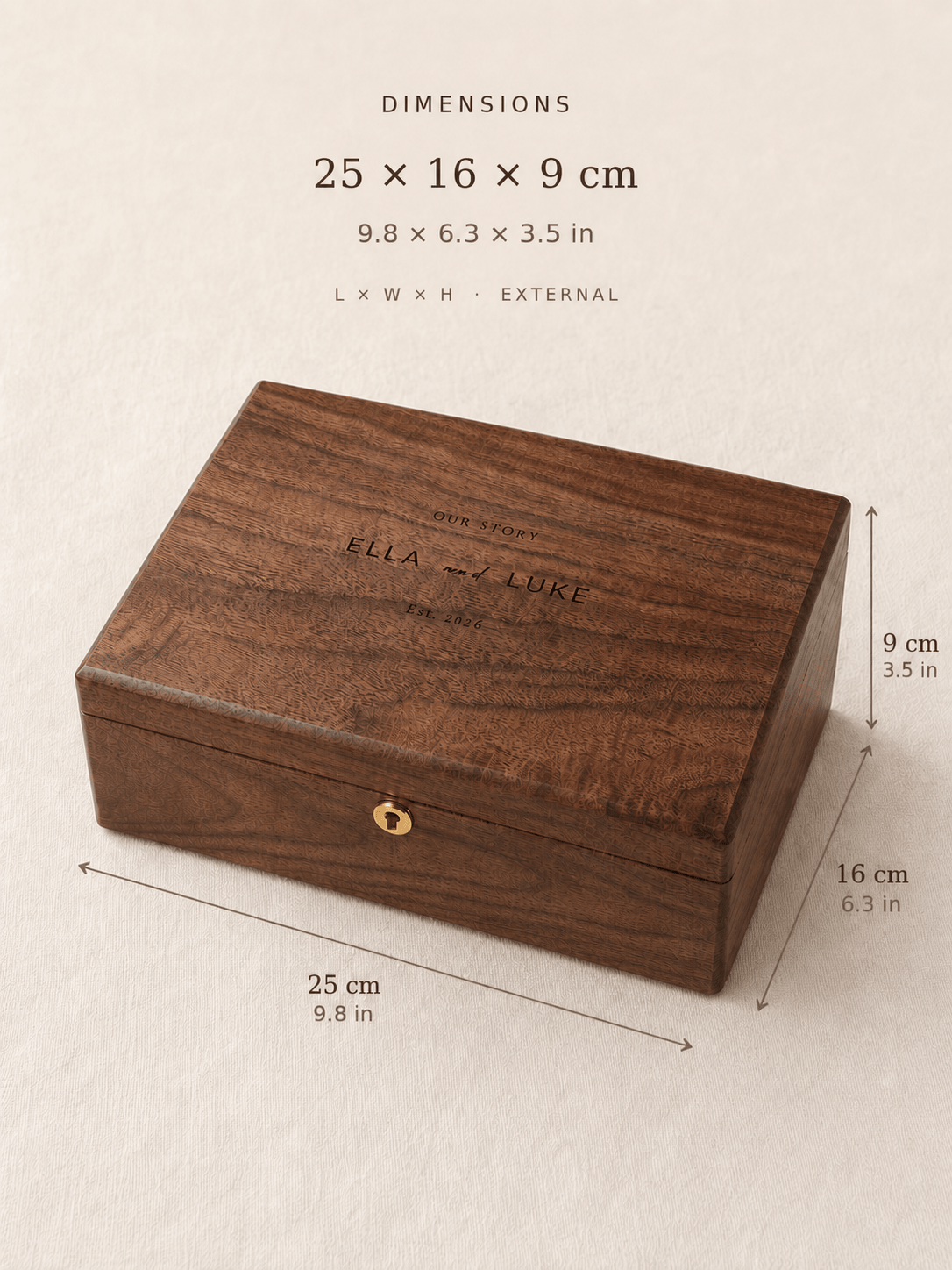 Personalized Walnut Keepsake Box — Large - TwoWoodCo